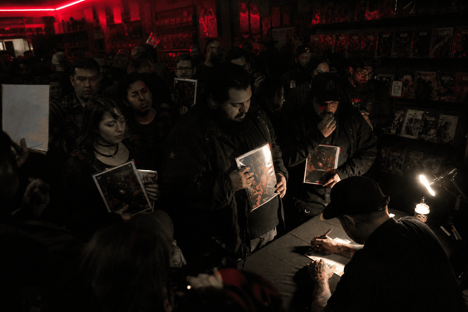 Fans at a late-night launch party in the shop